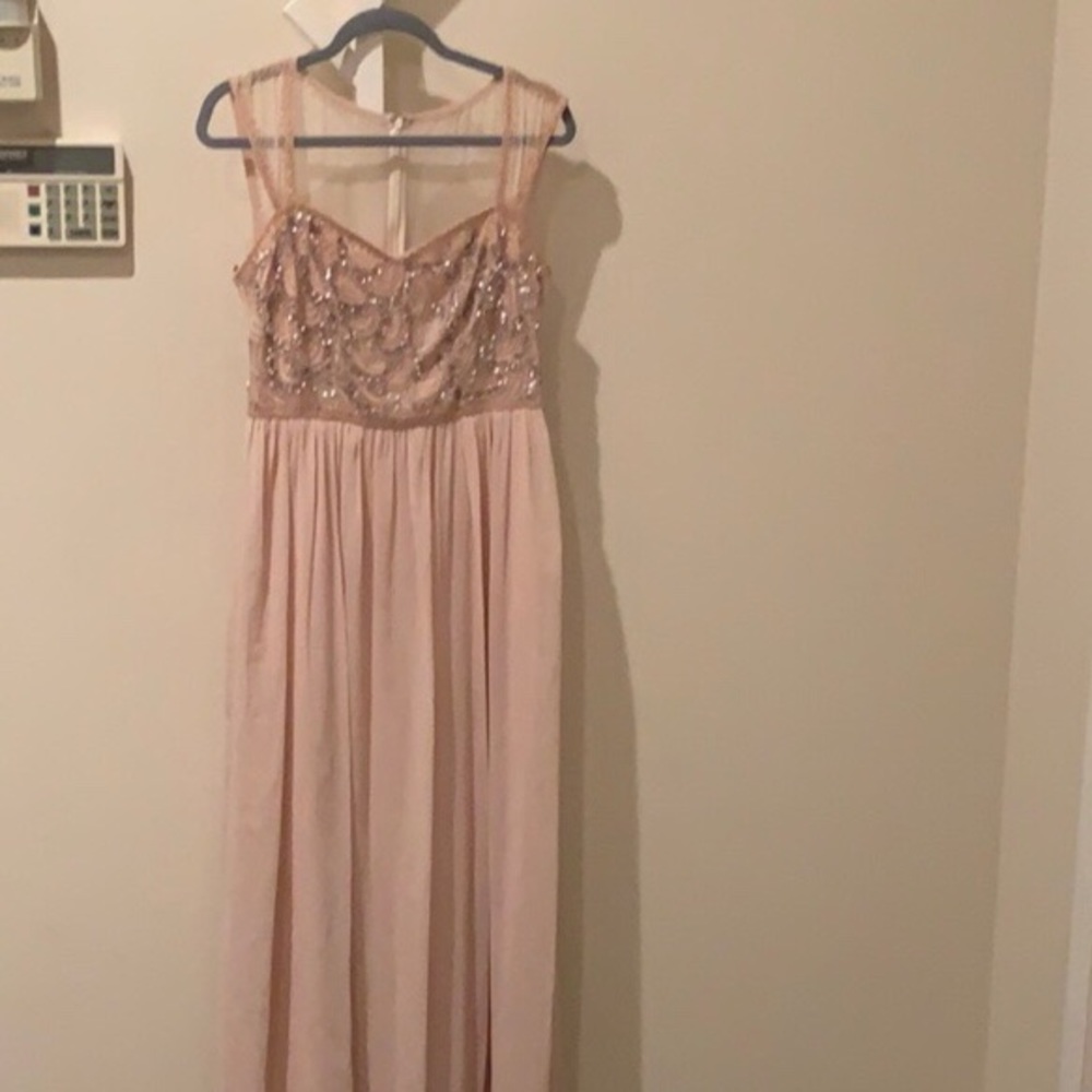 {Adrianna Papell} Blush Beaded Dress